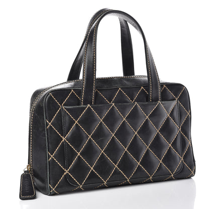 Chanel Calfskin Wild Stitch Top Handle Bag Black 3 of 17
