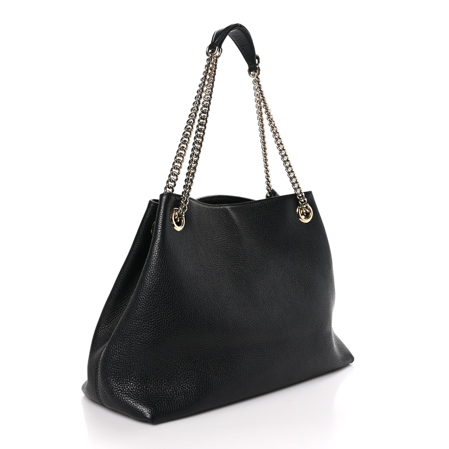 Pebbled Calfskin Medium Soho Chain Shoulder Bag Black