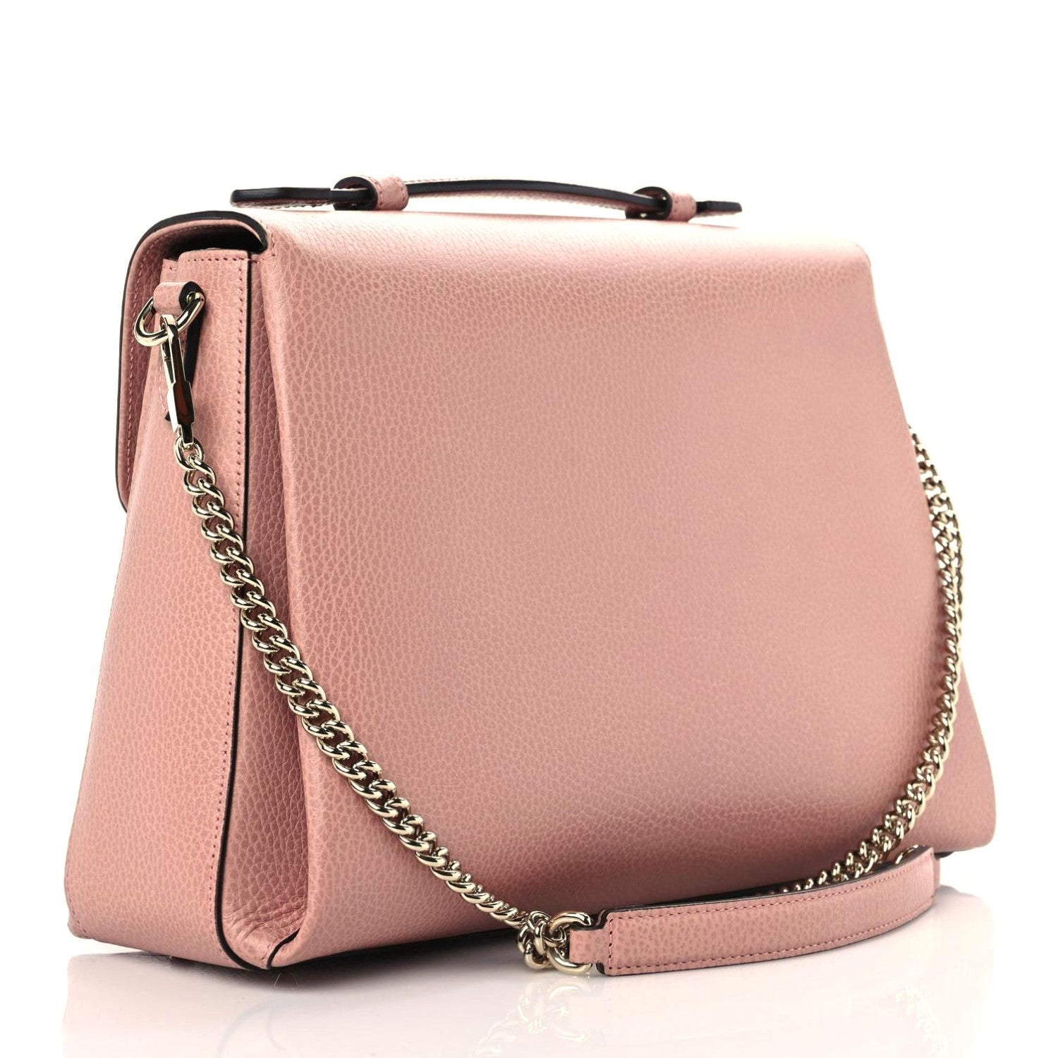 Gucci Dollar Calfskin Medium Interlocking G Top Handle Shoulder Bag Soft Pink 4 of 15