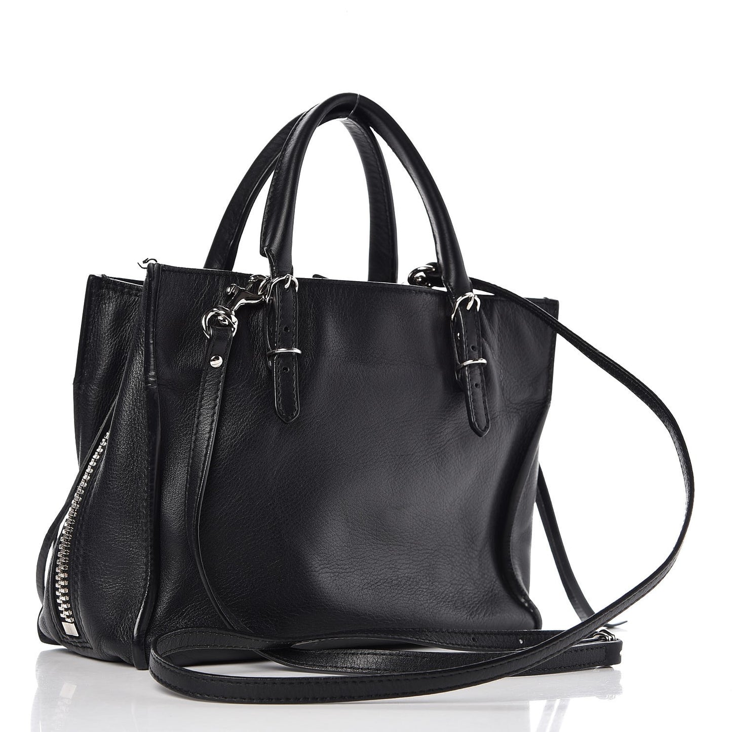 Calfskin Papier Mini A4 Zip Around Tote Black