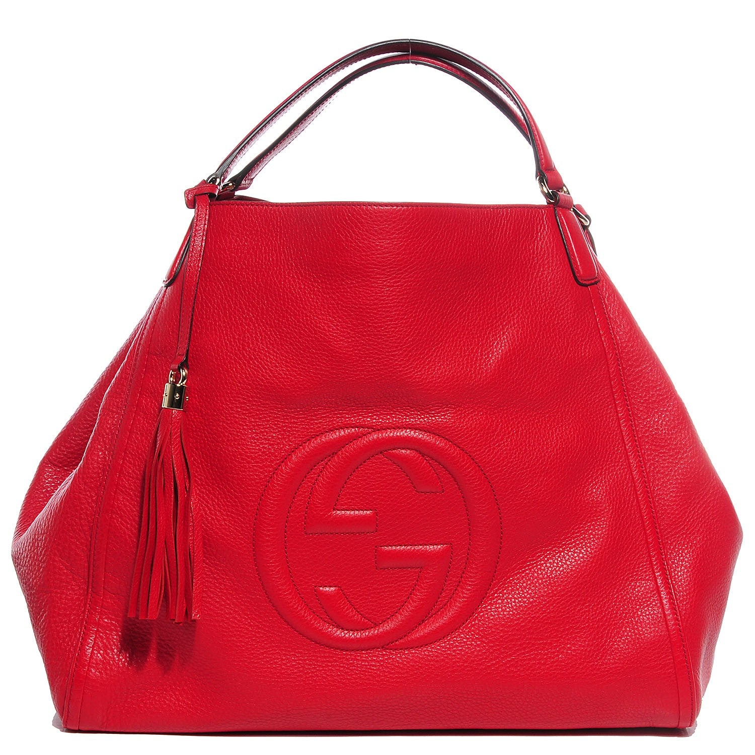 Gucci Pebbled Calfskin Large Soho Shoulder Bag Red 1 of 9