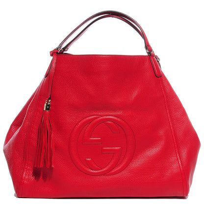 Gucci Pebbled Calfskin Large Soho Shoulder Bag Red 1 of 9