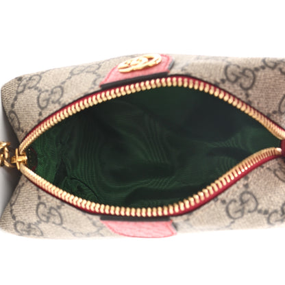 Gucci Soft GG Supreme Monogram Calfskin Small Ophidia Cosmetic Case Beige Ebony Hibiscus Red 5 of 7