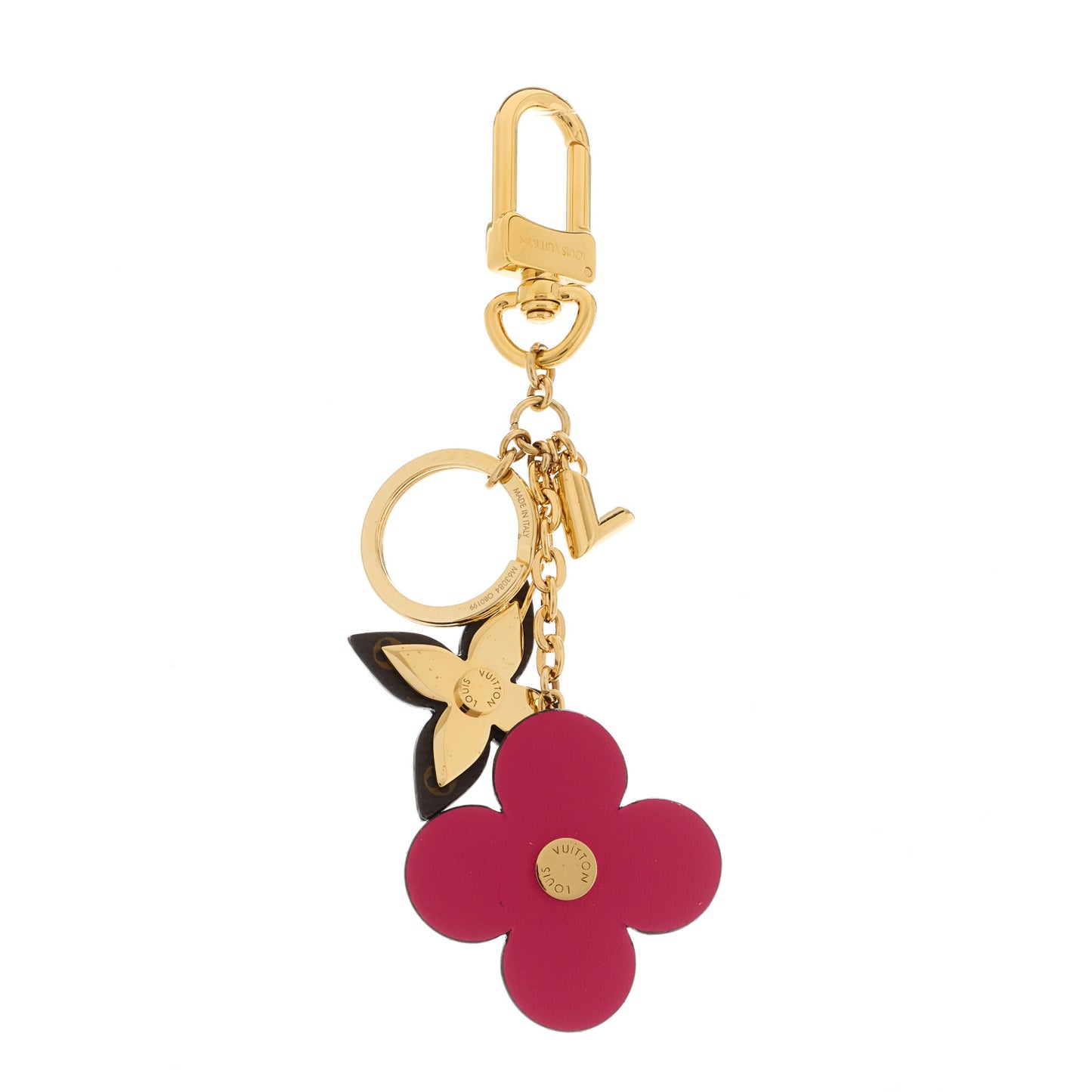 Monogram Blooming Flowers Bag Charm Key Holder Brown