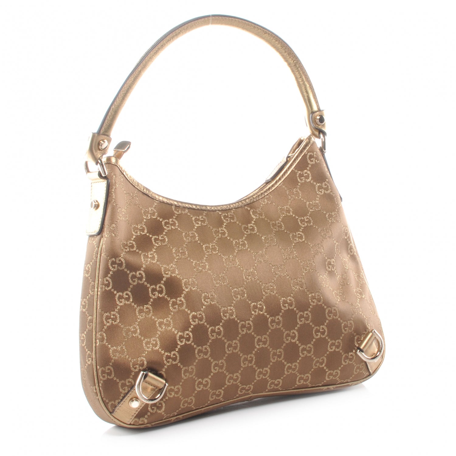 Gucci Satin Monogram Small Abbey Hobo Bronze 3 of 8