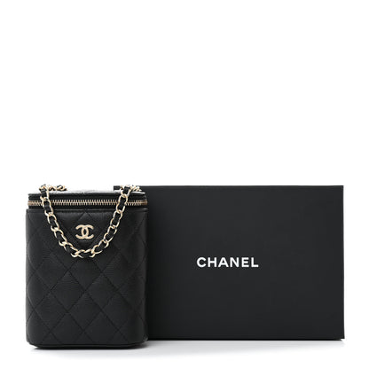 Chanel Caviar Quilted Small Vertical Coco Beauty Vanity Case With Chain Black 11 of 11