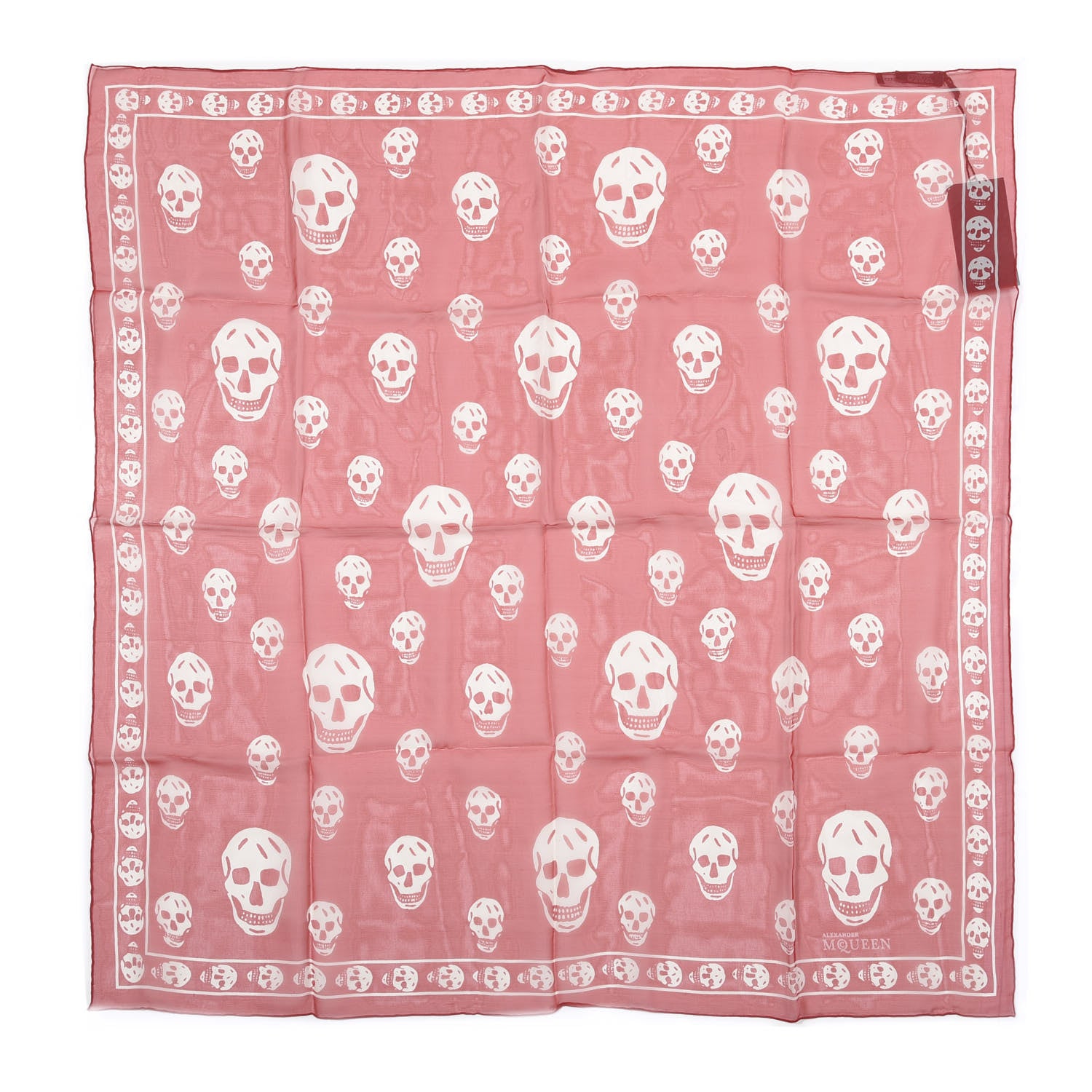 Alexander McQueen Silk Chiffon Skull Scarf Red White 1 of 3