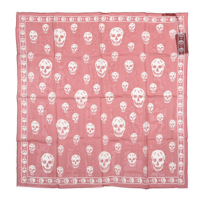 Alexander McQueen Silk Chiffon Skull Scarf Red White 1 of 3