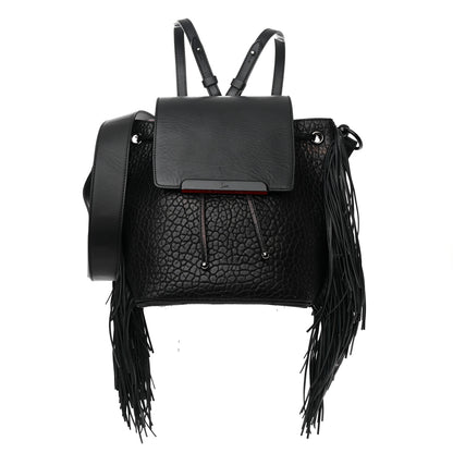Christian Louboutin Pebbled Calfskin Fringe Lucky L Convertible Backpack Black 1 of 12