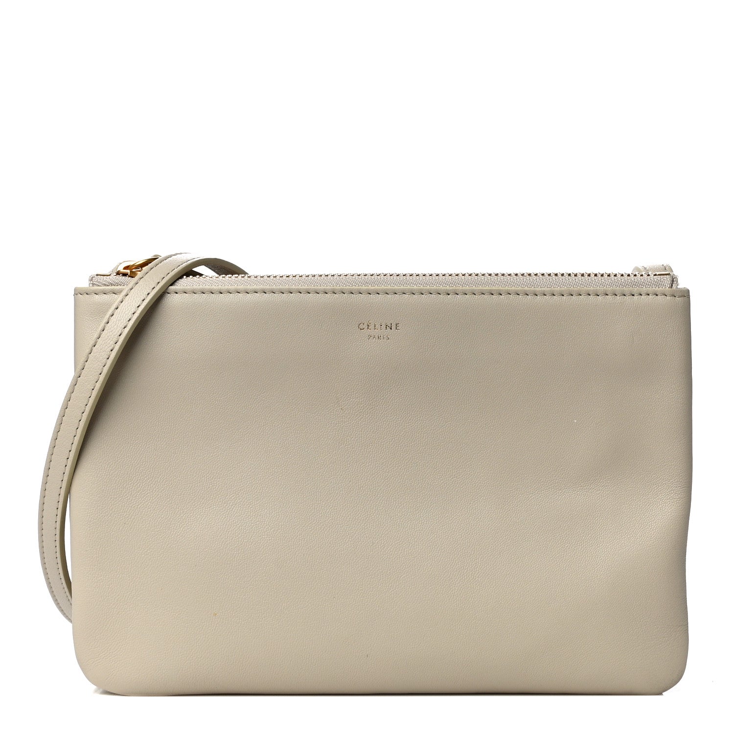 Celine Lambskin Small Trio Crossbody Bag Beige 1 of 12