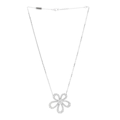 Van Cleef & Arpels 18K White Gold Diamond Flowerlace Pendant Necklace 3 of 5