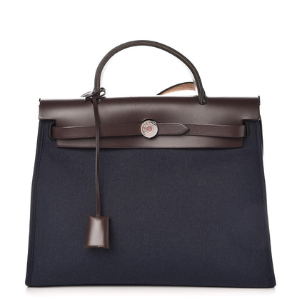 Hermes Toile Vache Hunter Herbag Zip PM 31 Bleu Marine Ebene 1 of 13
