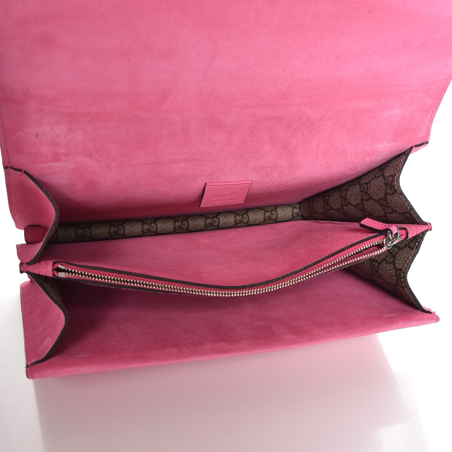 Gucci GG Supreme Monogram Suede Pierced Heart Embroidered Medium Dionysus Shoulder Bag Beige Ebony Pink Tropical Flower 6 of 10