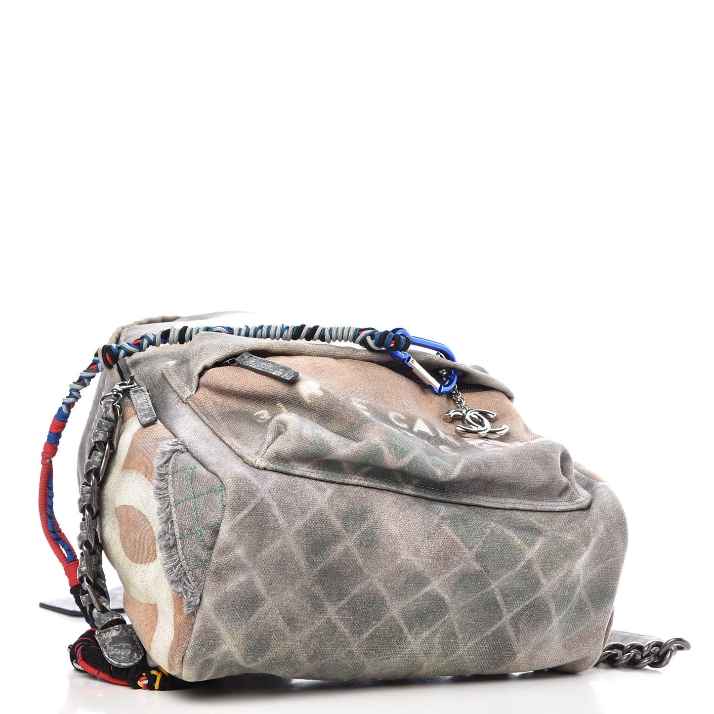 Graffiti Printed Canvas Medium Backpack Grey