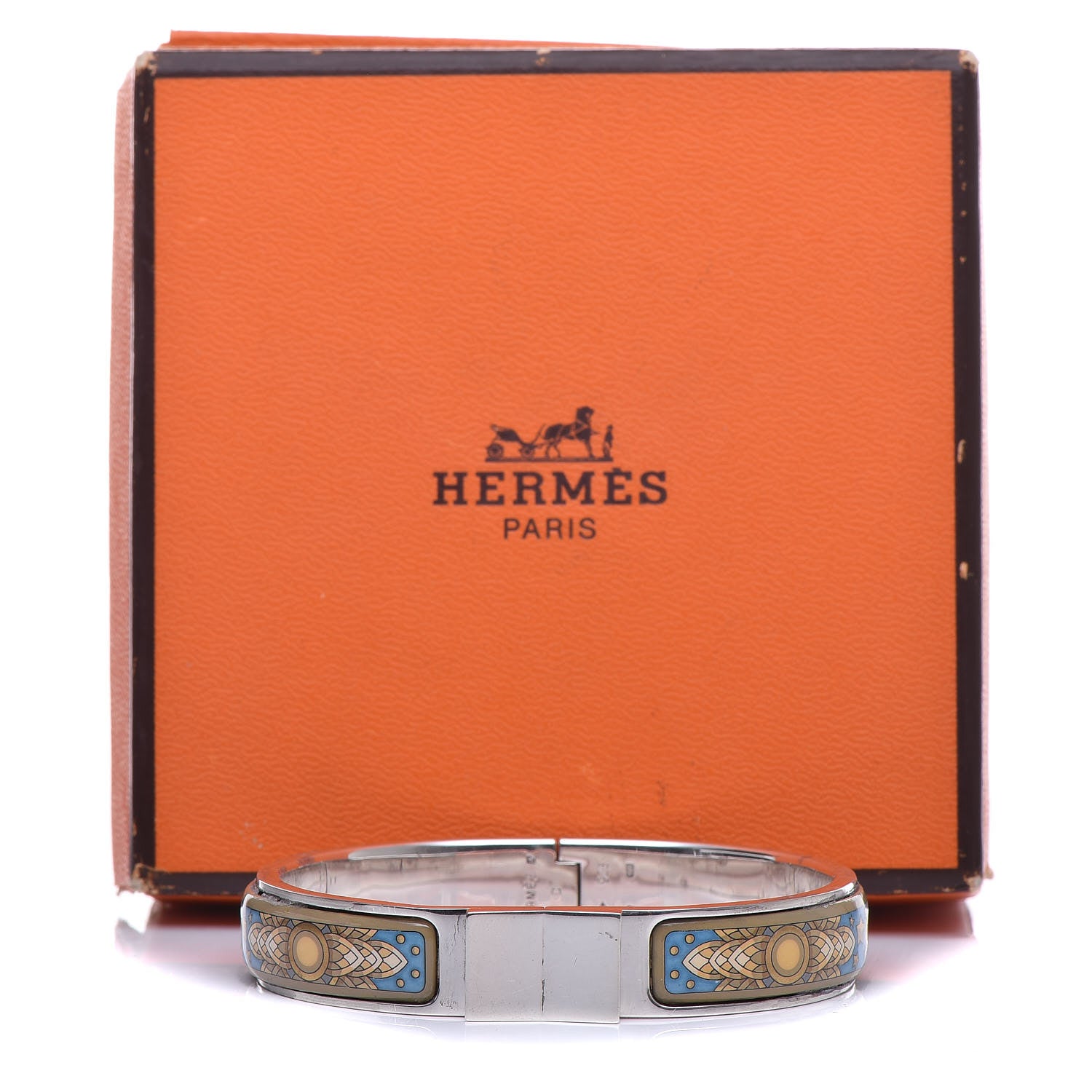 Hermes Sterling Silver Enamel Narrow Loquet Bracelet 10 of 10