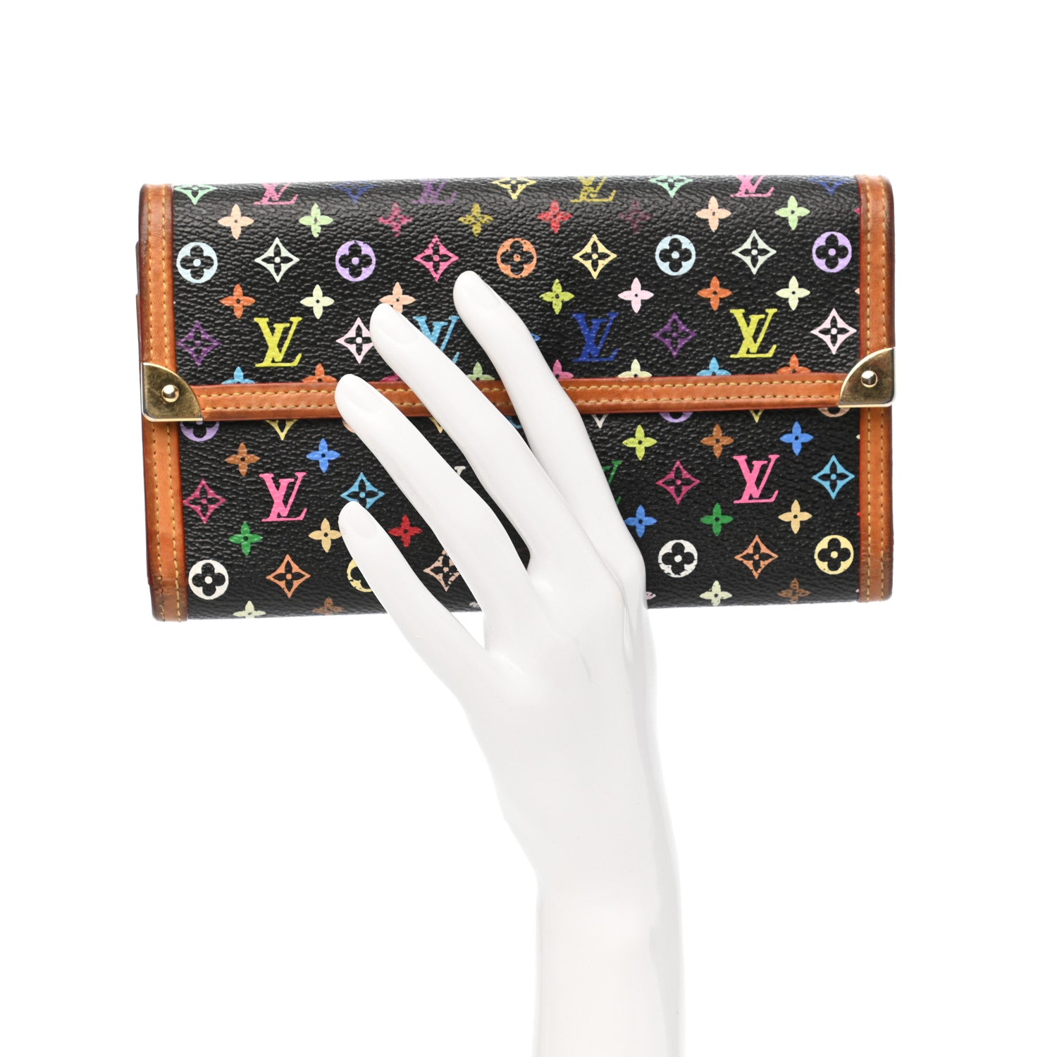 Louis Vuitton Monogram Multicolor Porte Tresor International Wallet Black 2 of 10