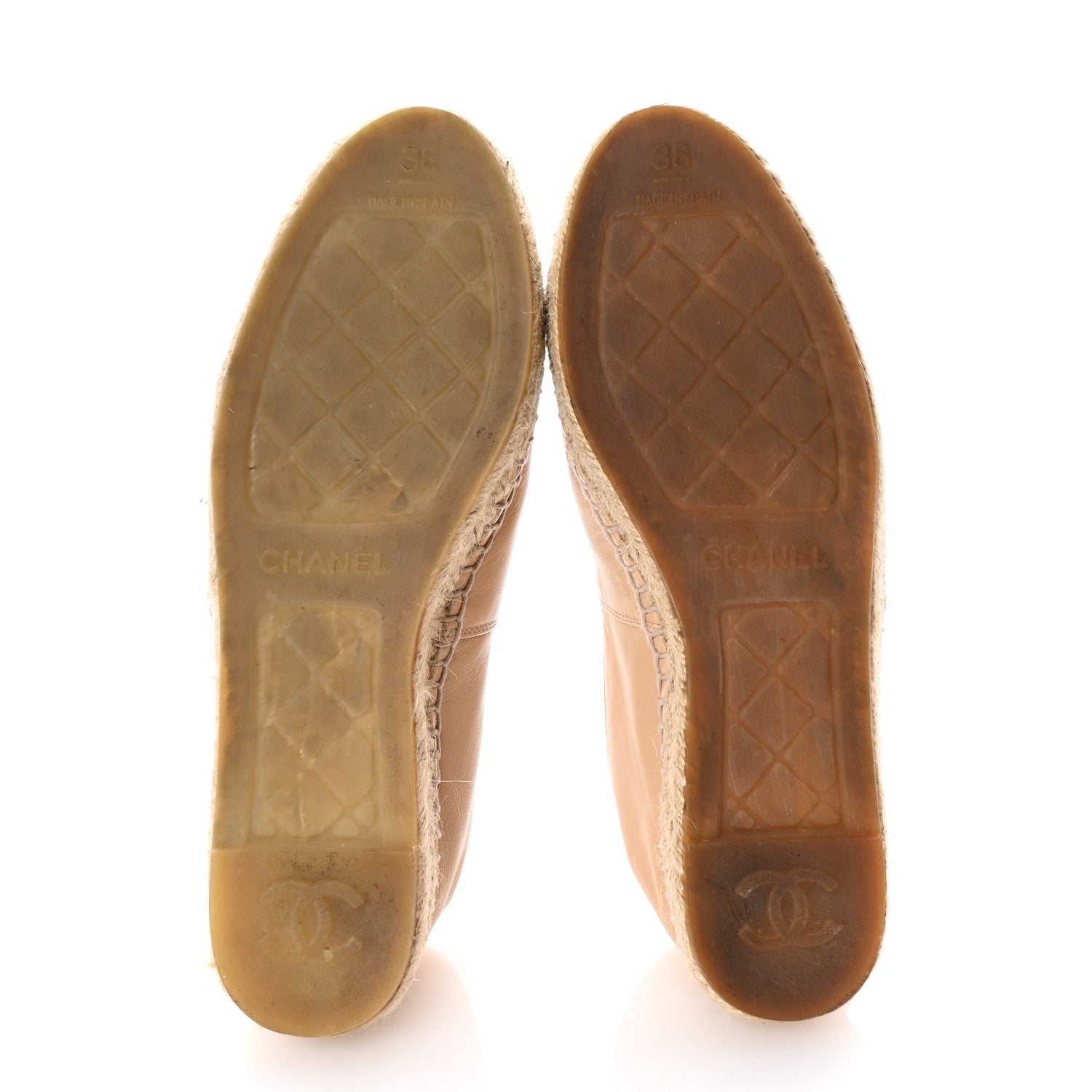 Chanel Lambskin CC Espadrilles 38 Beige Black 6 of 11
