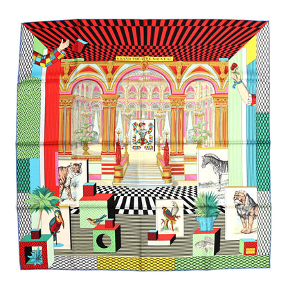 Hermes Silk Grand Theatre Nouveau Scarf 90 Rouge Vert Multicolor 1 of 5