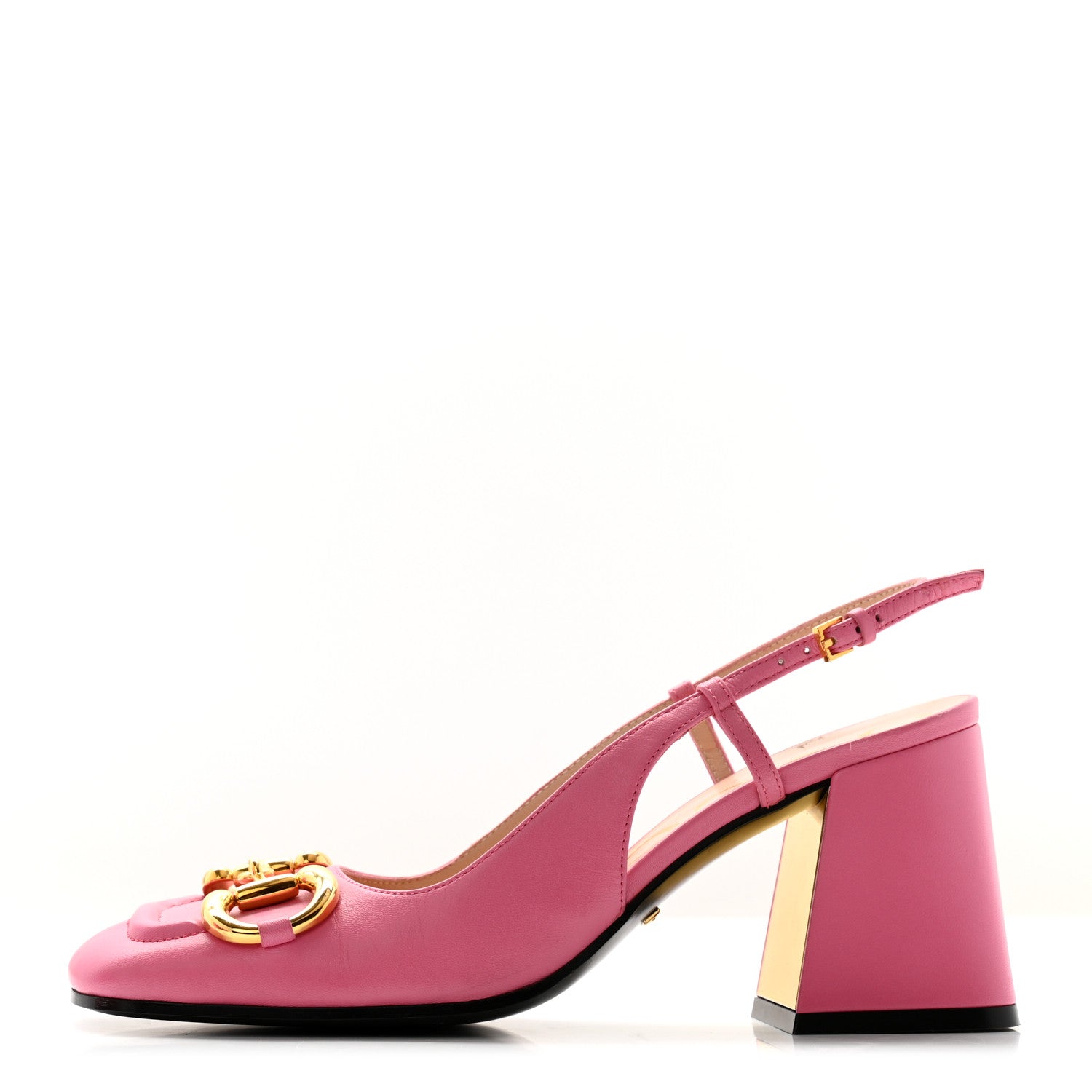 Gucci Malaga Kid Horsebit 75mm Slingback Pumps 36 Pink 1 of 10