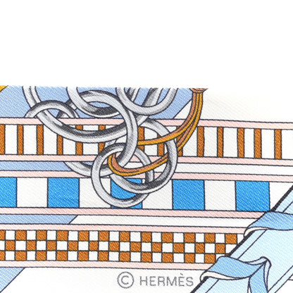 Hermes Silk Brides et Gris Twilly Gris Bleu Jean White Miel 4 of 4