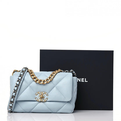 Chanel Lambskin Quilted Medium Chanel 19 Flap Light Blue 10 of 10