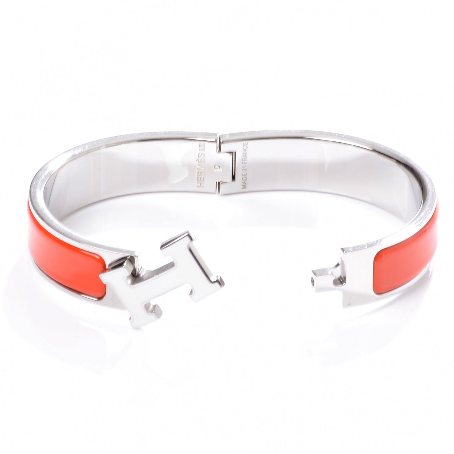 Narrow Enamel Clic Clac White H Bracelet PM Capucine