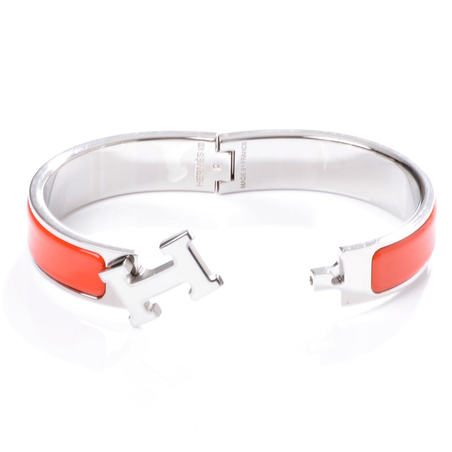 Hermes Narrow Enamel Clic Clac White H Bracelet PM Capucine 3 of 5