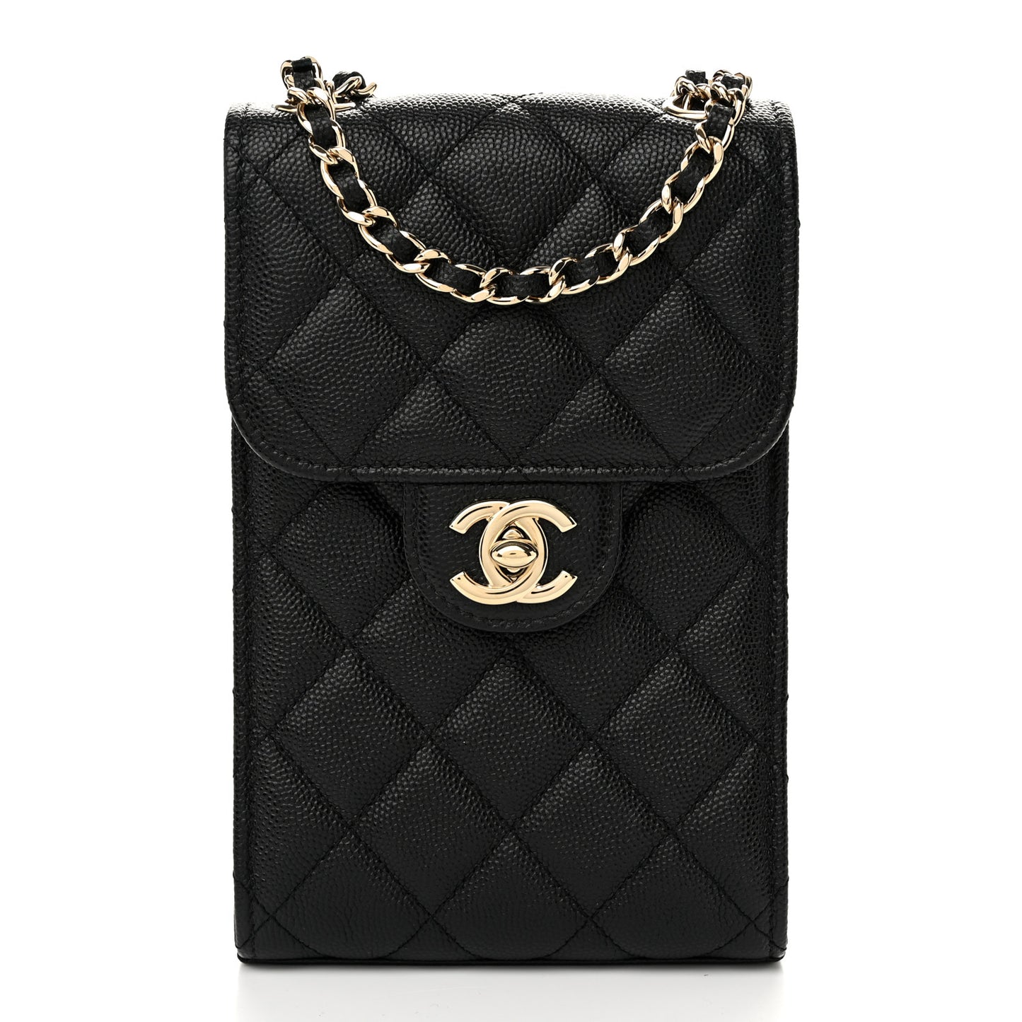 Caviar Quilted Classic Phone Holder Black