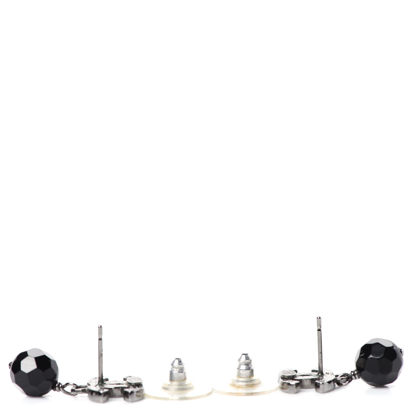 Ruthenium Bead CC Drop Earrings Black