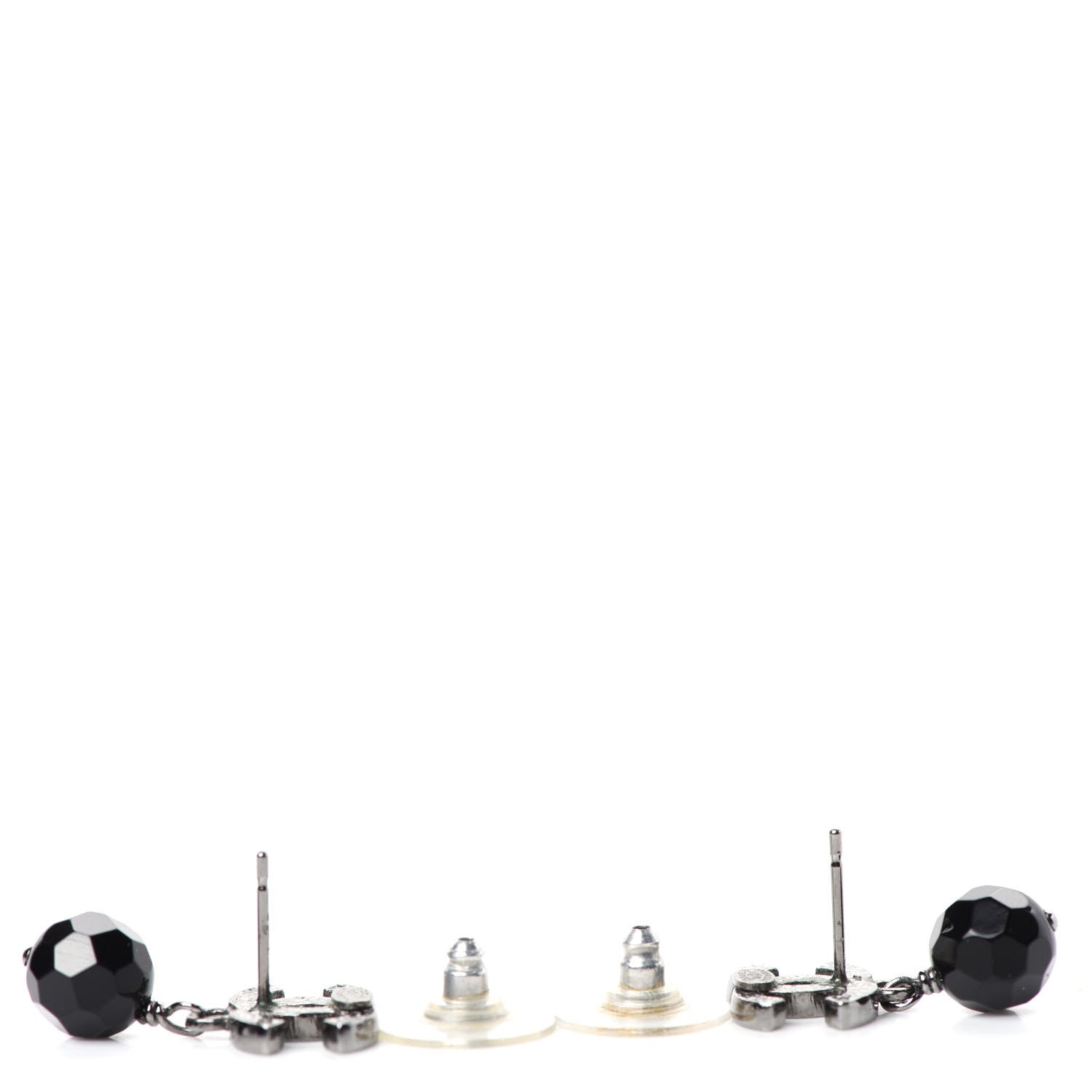 Chanel Ruthenium Bead CC Drop Earrings Black 3 of 4