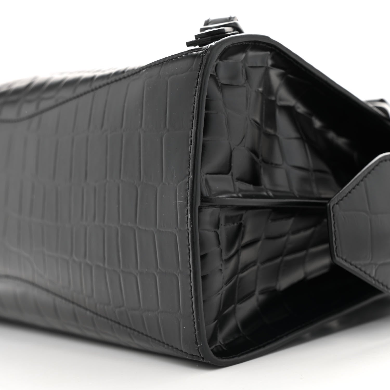 Balenciaga Semi Shiny Calfskin Crocodile Embossed Neo Classic Black Hardware S City Black Black 9 of 12