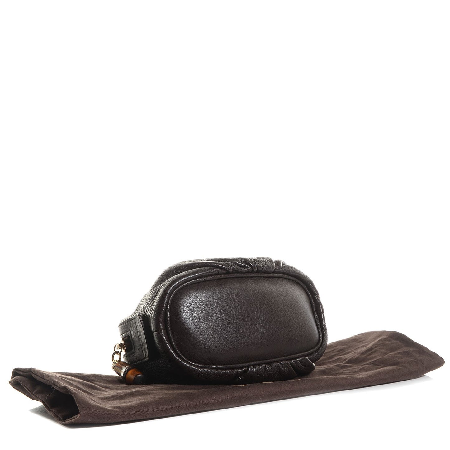 Deerskin Medium Bamboo Cosmetic Case Dark Brown