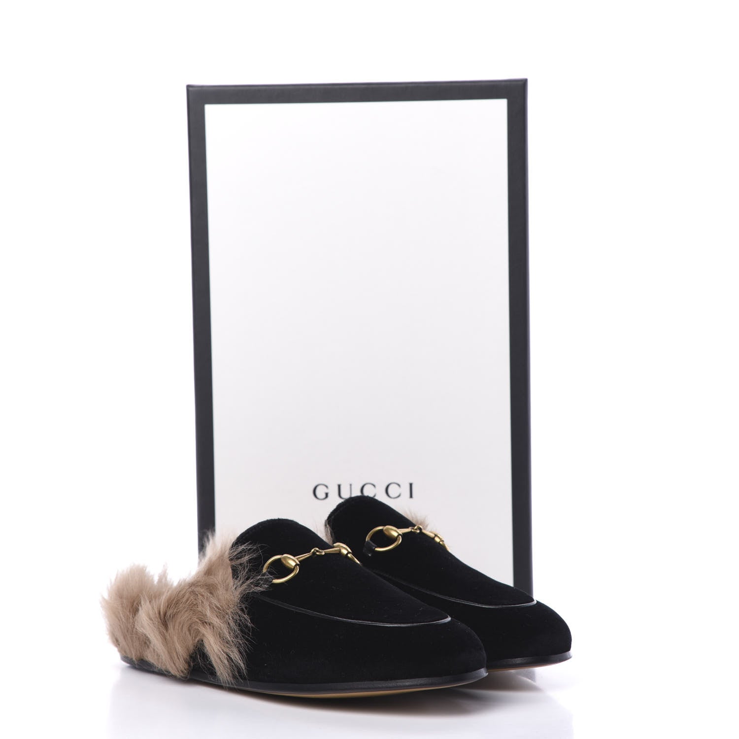 Gucci Velvet Fur Womens Princetown Slippers 37 Black 8 of 8
