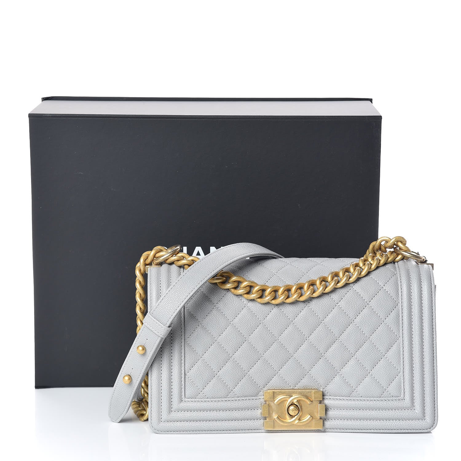 Chanel Caviar Quilted Medium Boy Flap Grey 10 of 10