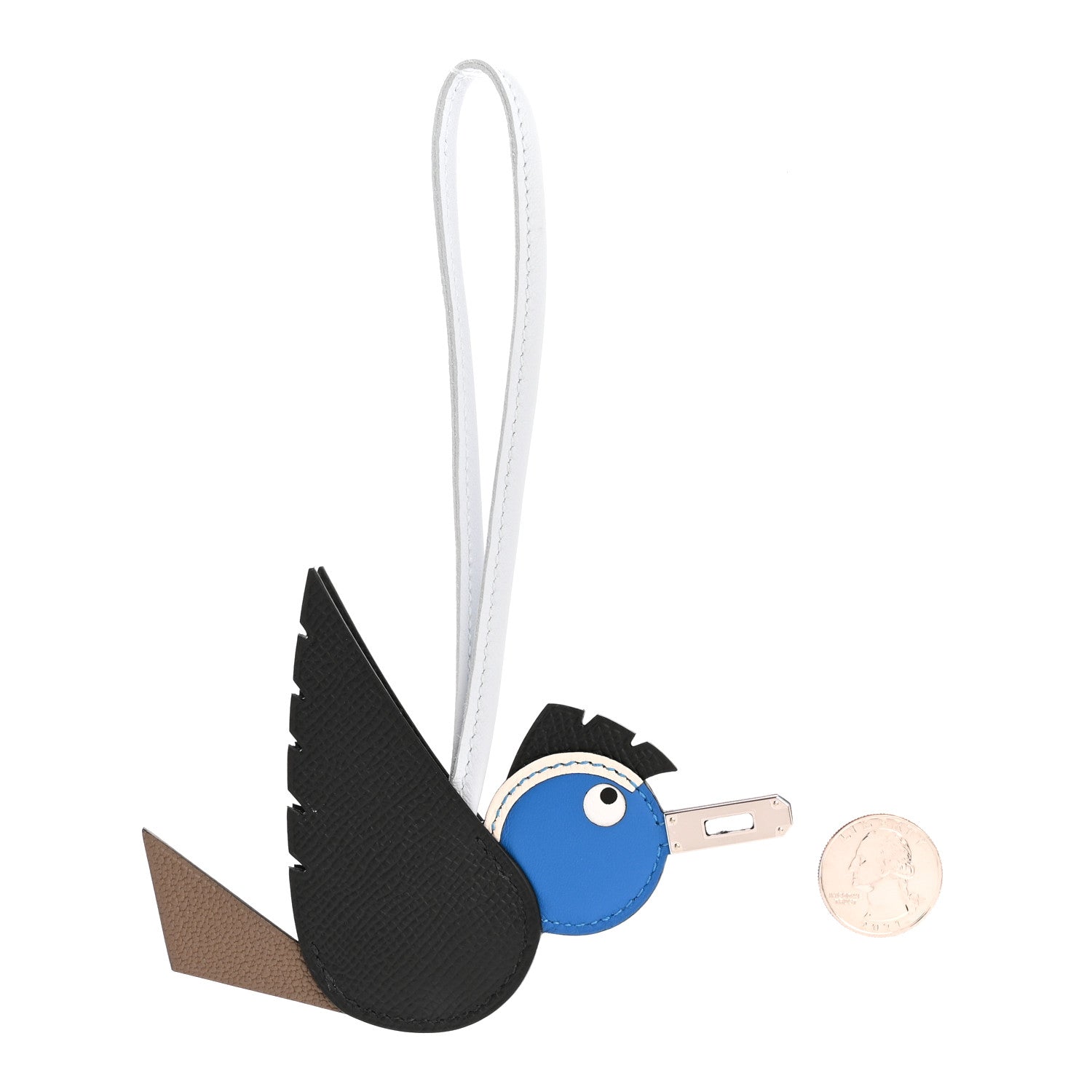 Hermes Epsom Swift Chevre Mysore Birdy Bag Charm Black Etoupe Bleu Hydra Bleu Brume 2 of 5