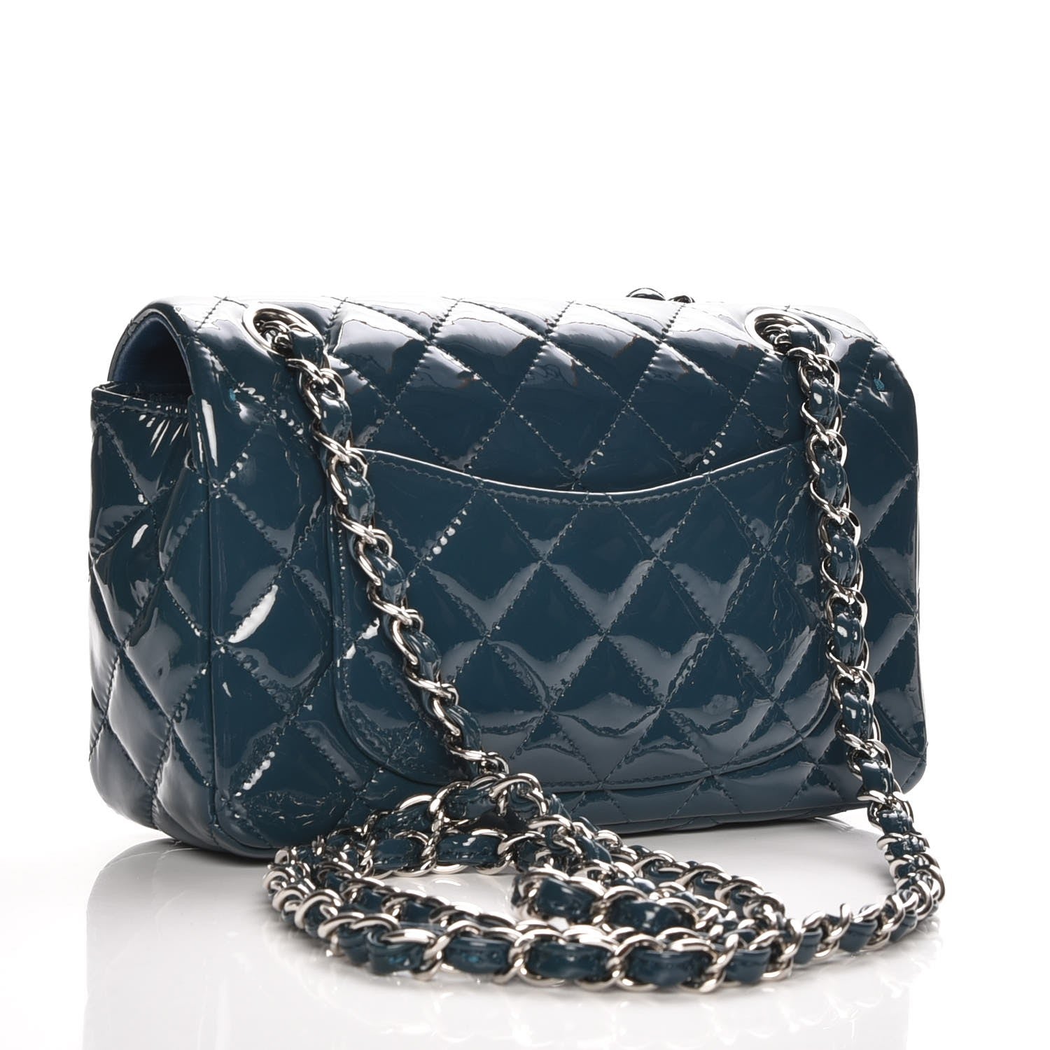 Chanel Patent Calfskin Quilted Mini Rectangular Flap Turquoise 3 of 8