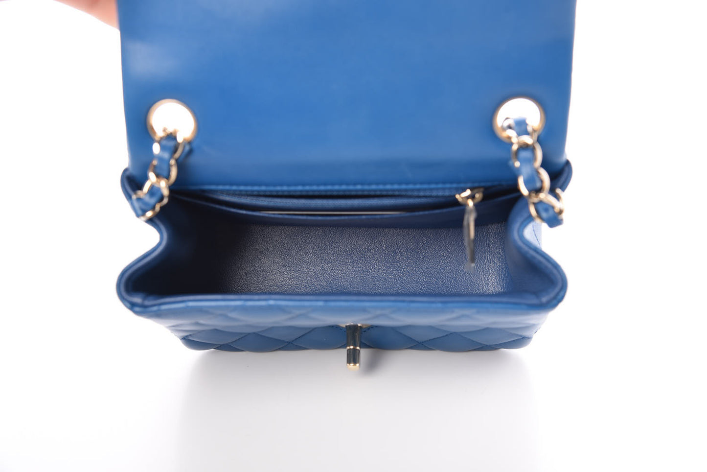 Lambskin Quilted Mini Square Flap Blue