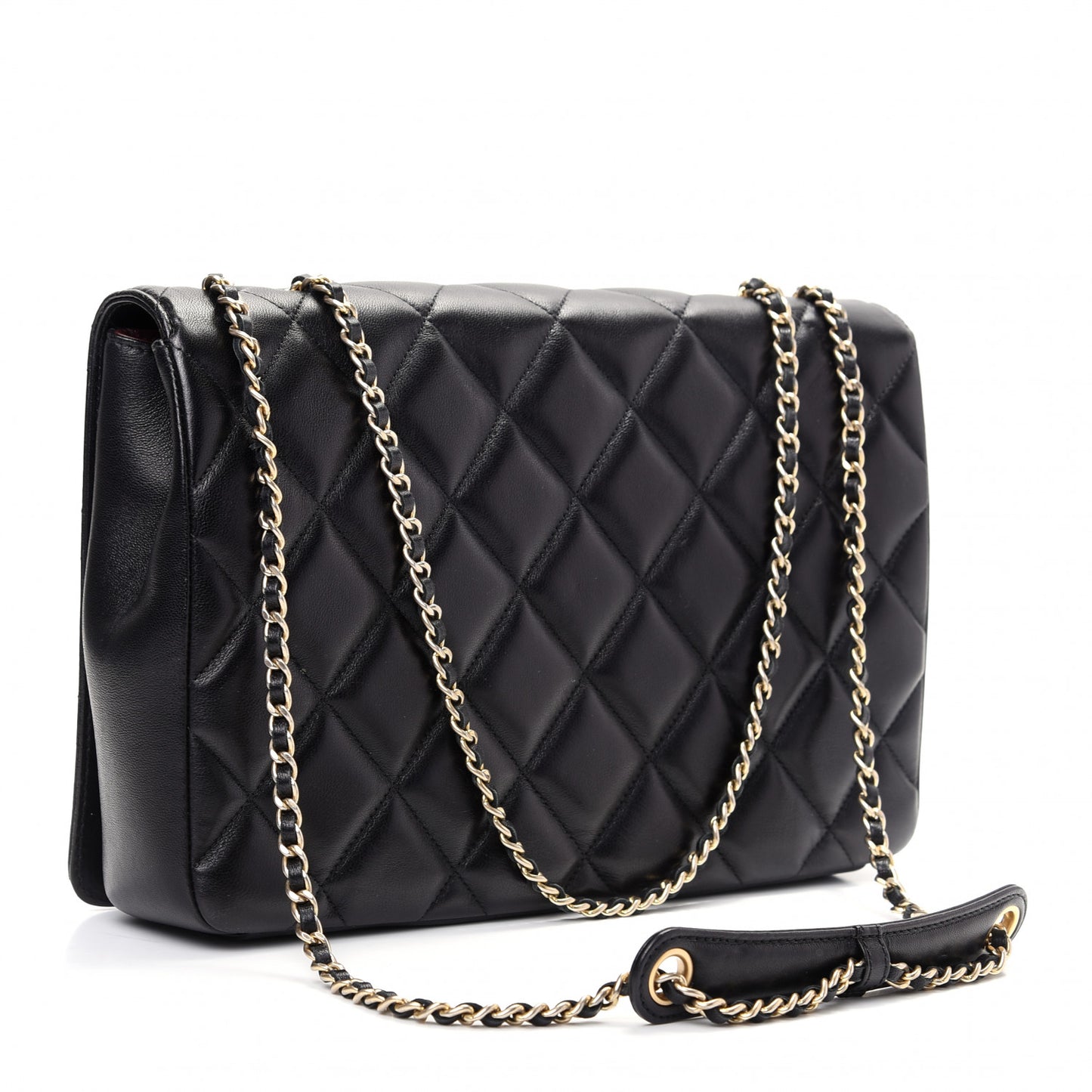 Lambskin Quilted Medium Diamond CC Flap Black