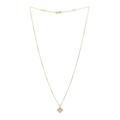 Van Cleef & Arpels 18K Yellow Gold Mother of Pearl Sweet Alhambra Pendant Necklace 3 of 6