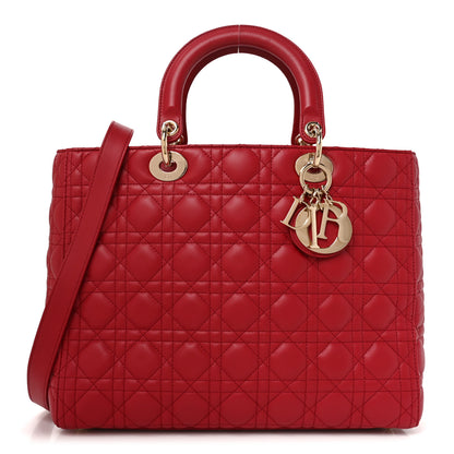Christian Dior Lambskin Cannage Large Lady Dior Red 1 of 10