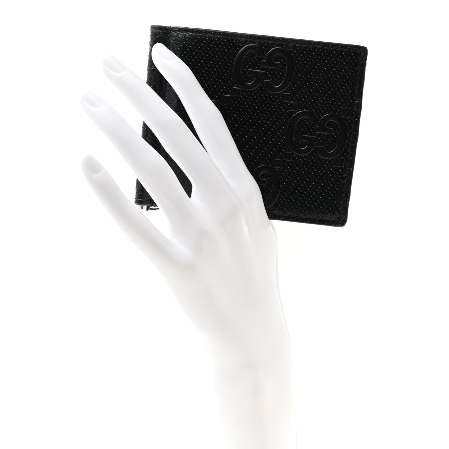 Calfskin GG Tennis Embossed Bi-Fold Wallet Black