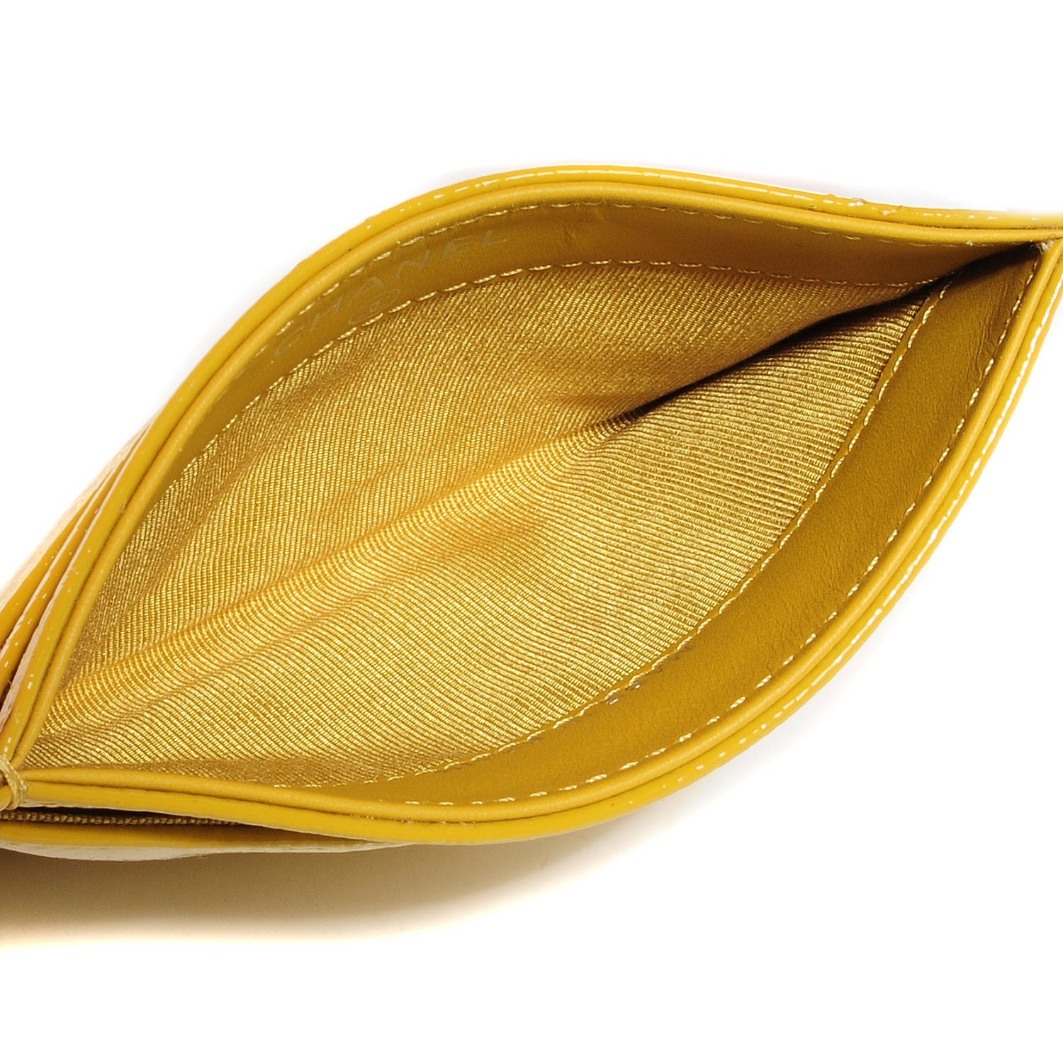 Chanel Patent Grained Calfskin Timeless CC Card Holder Yellow 5 of 7