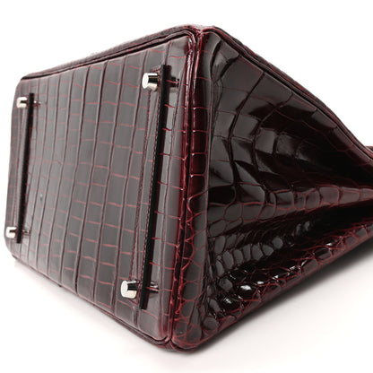 Hermes Shiny Porosus Crocodile Birkin 35 Bourgogne 10 of 10