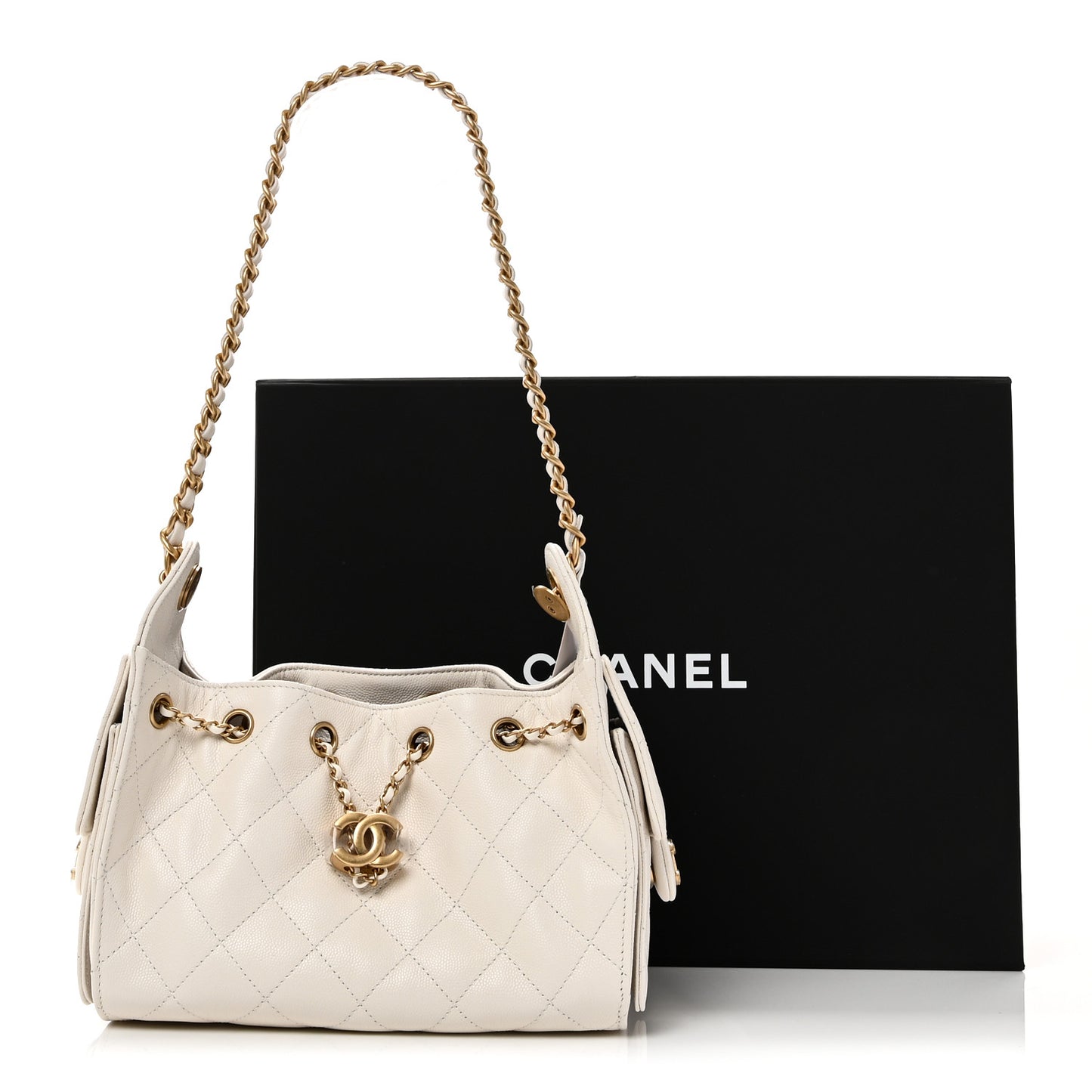 Caviar Quilted Mini Chanel 25 Handbag White
