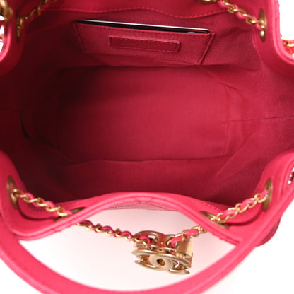 Chanel Caviar Quilted Fashion Therapy Bucket Drawstring Bag Dark Pink 5 of 10