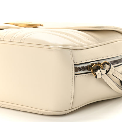 Gucci Calfskin Matelasse Sylvie Web Small GG Marmont Top Handle Shoulder Bag White 11 of 14