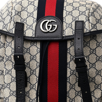 Gucci GG Supreme Monogram Medium Ophidia Double Buckle Backpack Beige Blue Black 8 of 11