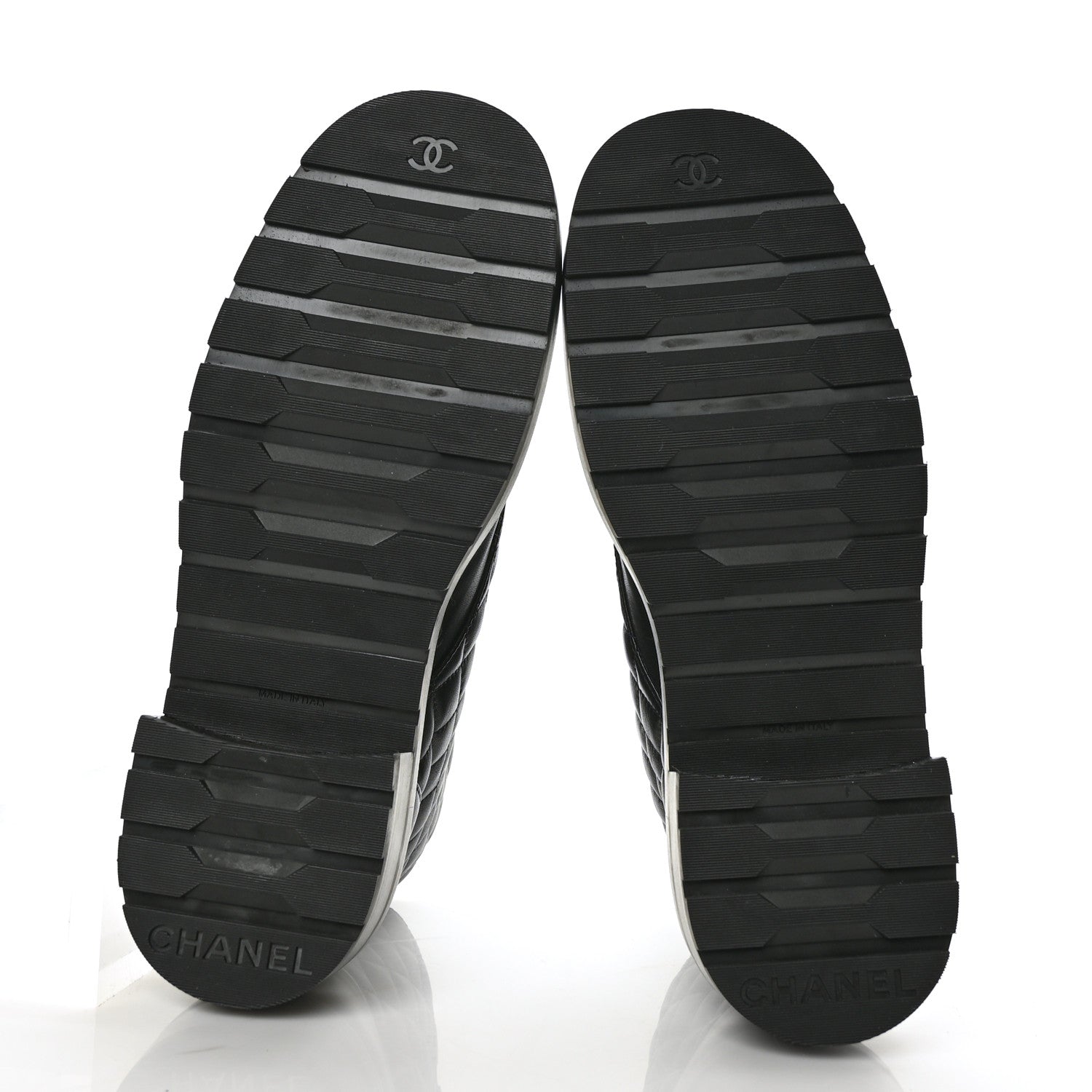 Chanel Shiny Calfskin Quilted Lace Up Combat Boots 40 Black 5 of 8