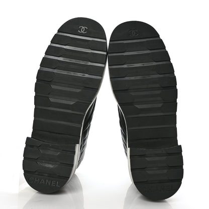 Chanel Shiny Calfskin Quilted Lace Up Combat Boots 40 Black 5 of 8