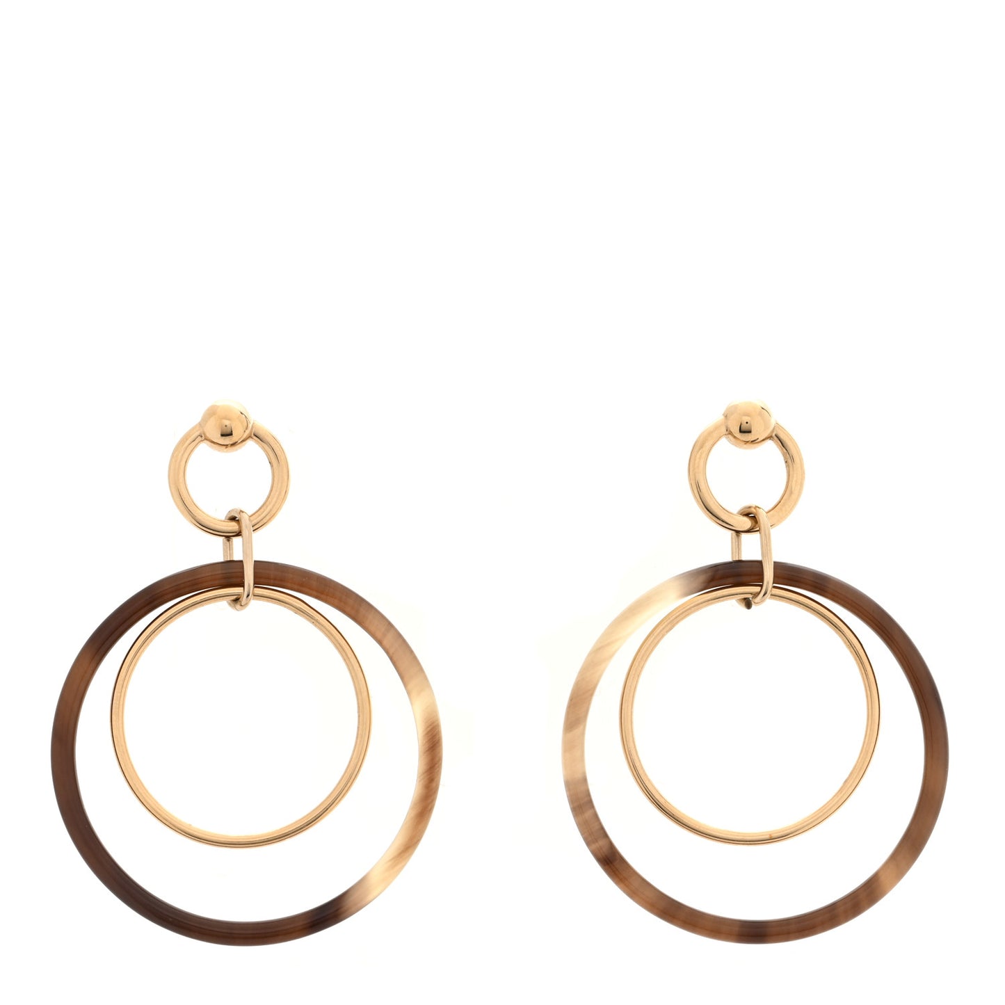 Permabrass Buffalo Horn Wood Amulette Hoop Earrings